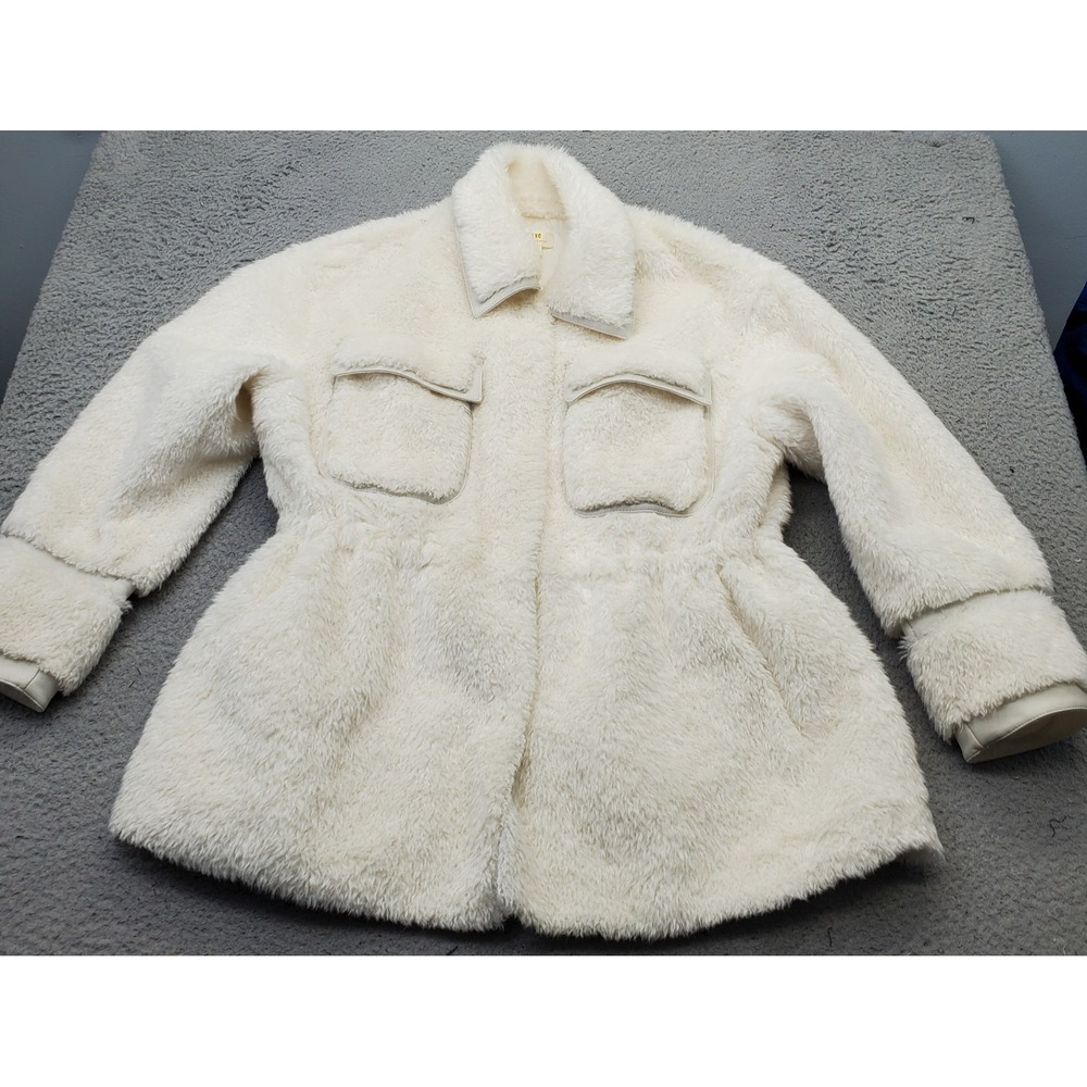 Maeve by Anthropologie Soft & Elegant Faux Fur Jacket Womens S Tan Cinch Waist